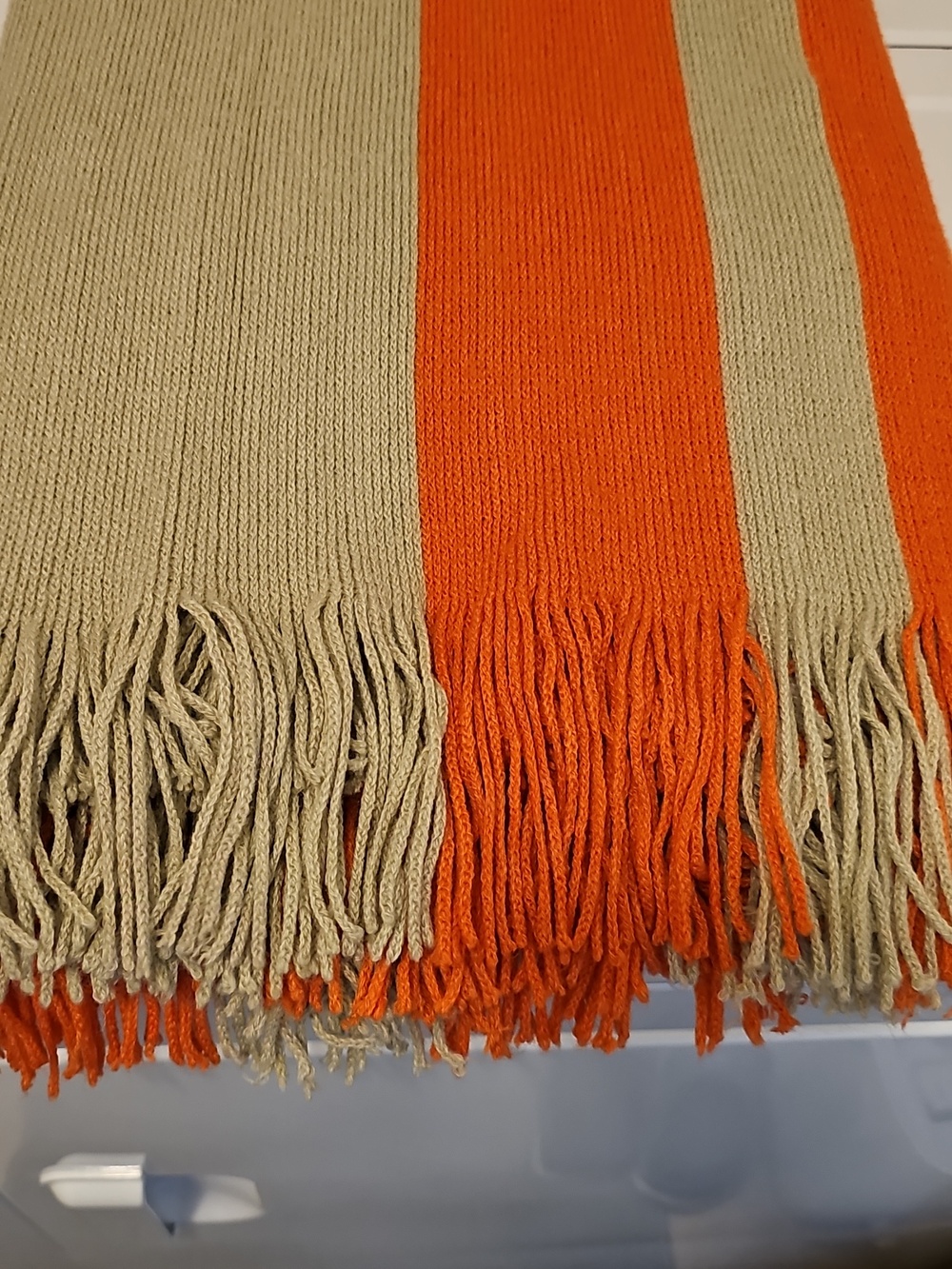 West Elm Orange and Beige Knit Throw - Picture 6 of 8